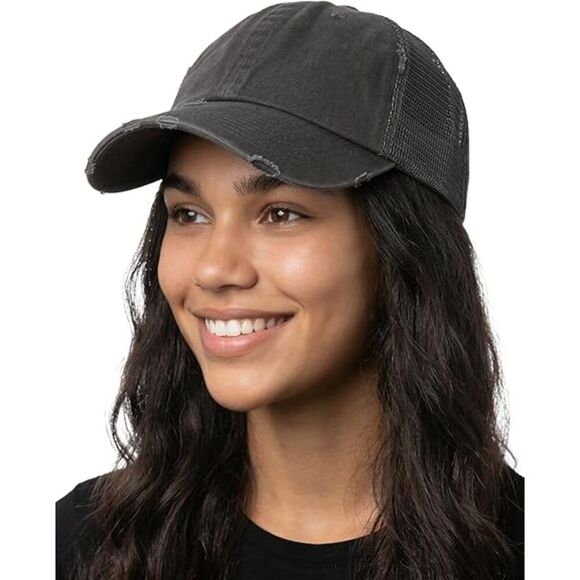 Women\'s Grey Solid Distressed Adjustable Fit Classic Comfortable Baseball Cap